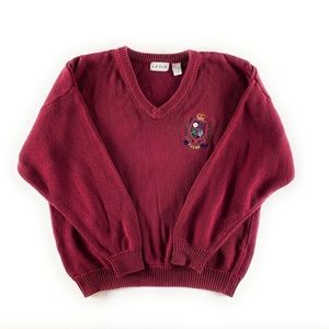 Vintage IZOD Cardigan Sweater Mens Large Burgundy
